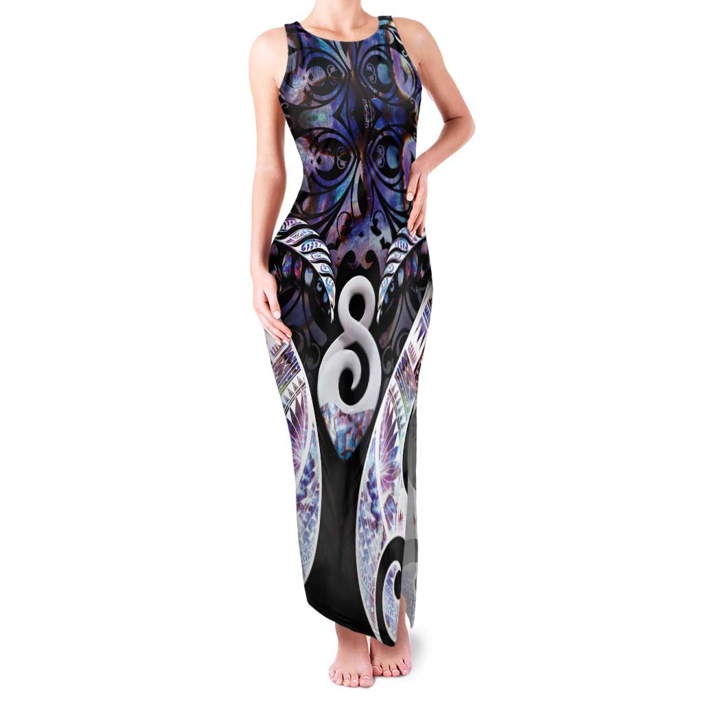New Zealand Aotearoa Tank Maxi Dress Pikorua Single Twist Pink Paua Shell DT05 Women Pink - Polynesian Pride