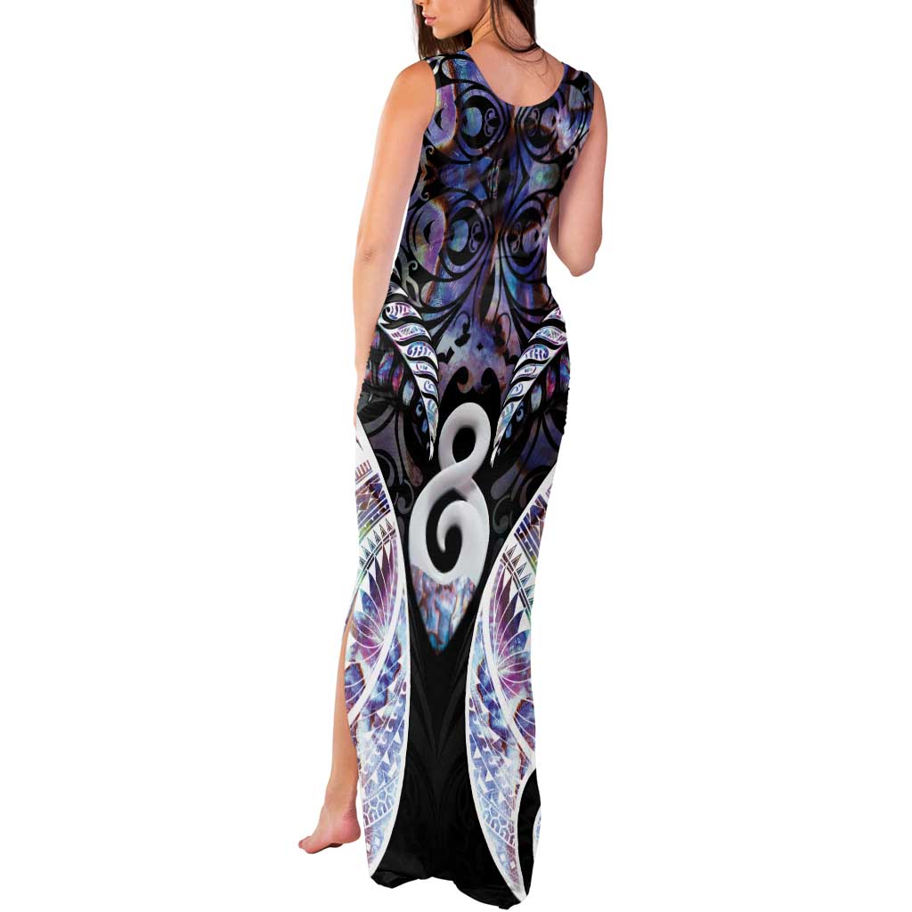 New Zealand Aotearoa Tank Maxi Dress Pikorua Single Twist Pink Paua Shell DT05 - Polynesian Pride