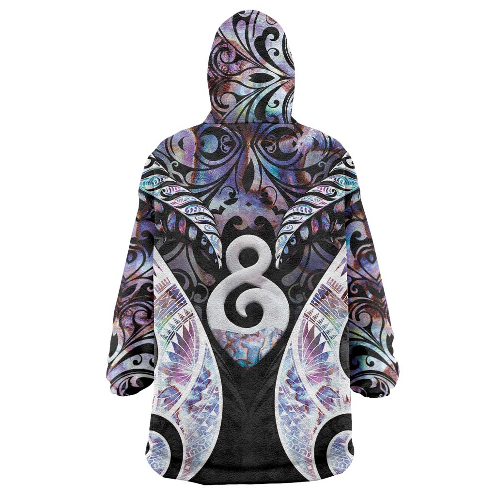 New Zealand Aotearoa Wearable Blanket Hoodie Pikorua Single Twist Pink Paua Shell DT05 - Polynesian Pride