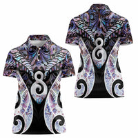 New Zealand Aotearoa Women Polo Shirt Pikorua Single Twist Pink Paua Shell DT05 - Polynesian Pride