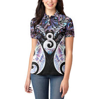 New Zealand Aotearoa Women Polo Shirt Pikorua Single Twist Pink Paua Shell DT05 - Polynesian Pride