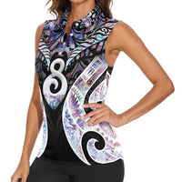 New Zealand Aotearoa Women Sleeveless Polo Shirt Pikorua Single Twist Pink Paua Shell DT05 - Polynesian Pride
