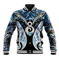New Zealand Aotearoa Baseball Jacket Pikorua Single Twist Green Paua Shell