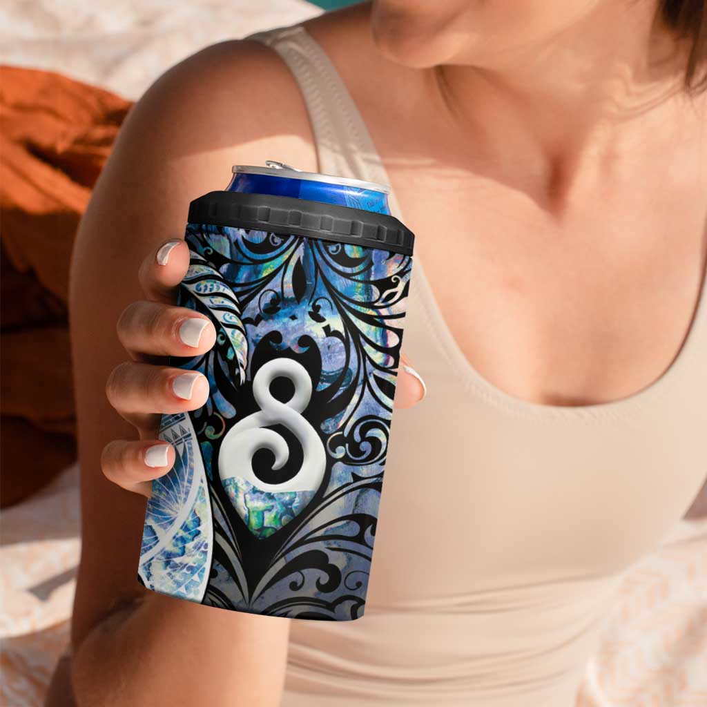 New Zealand Aotearoa 4 in 1 Can Cooler Tumbler Pikorua Single Twist Green Paua Shell DT05 - Polynesian Pride
