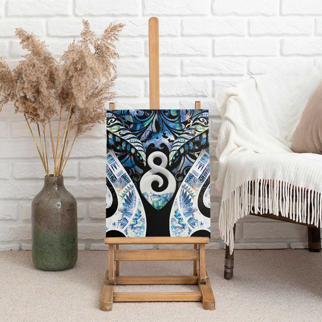 New Zealand Aotearoa Canvas Wall Art Pikorua Single Twist Green Paua Shell