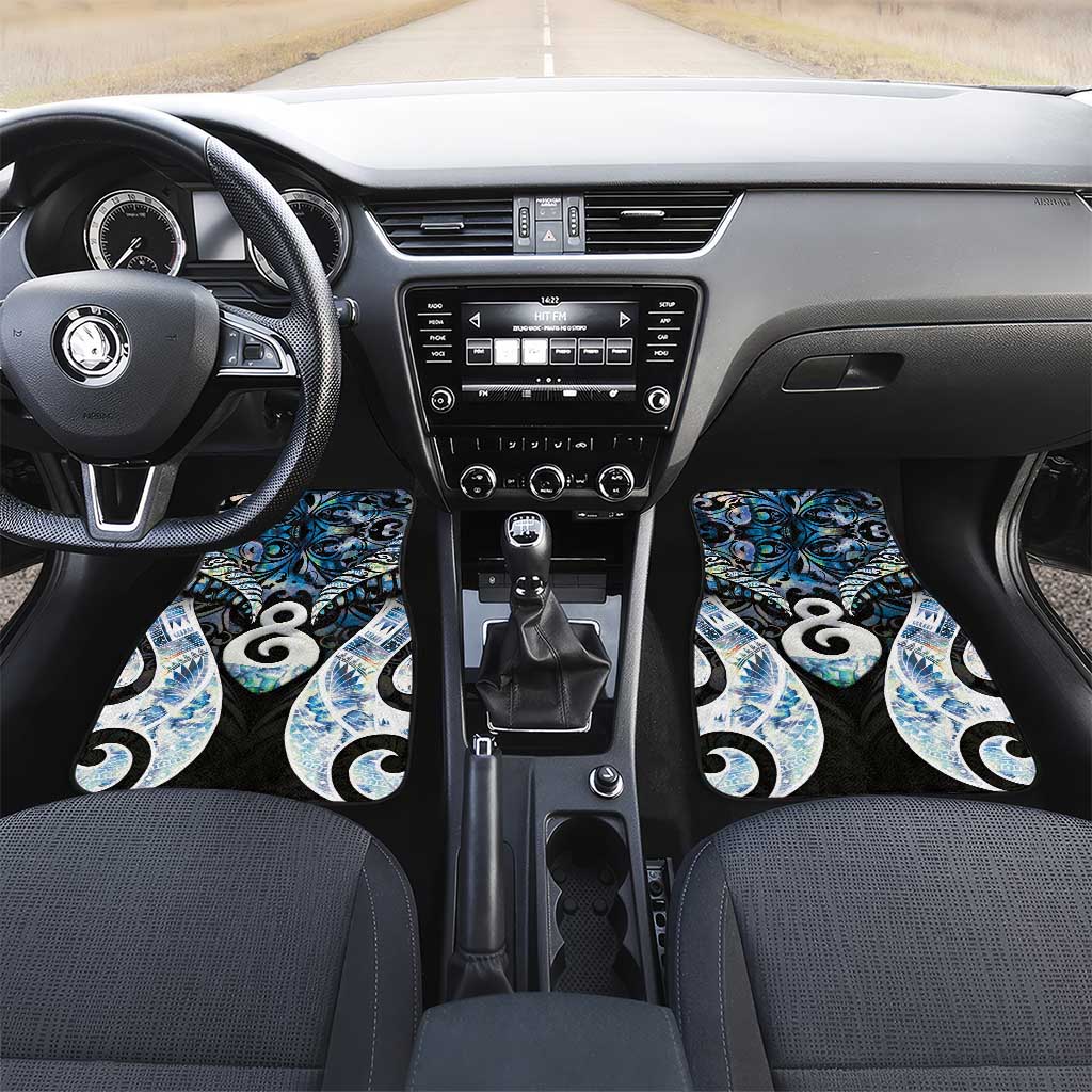 New Zealand Aotearoa Car Mats Pikorua Single Twist Green Paua Shell