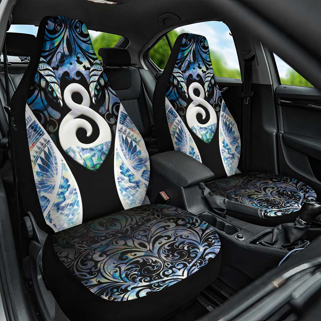 New Zealand Aotearoa Car Seat Cover Pikorua Single Twist Green Paua Shell DT05 One Size Green - Polynesian Pride