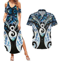 New Zealand Aotearoa Couples Matching Summer Maxi Dress and Hawaiian Shirt Pikorua Single Twist Green Paua Shell DT05 Green - Polynesian Pride