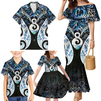 New Zealand Aotearoa Family Matching Mermaid Dress and Hawaiian Shirt Pikorua Single Twist Green Paua Shell DT05 - Polynesian Pride
