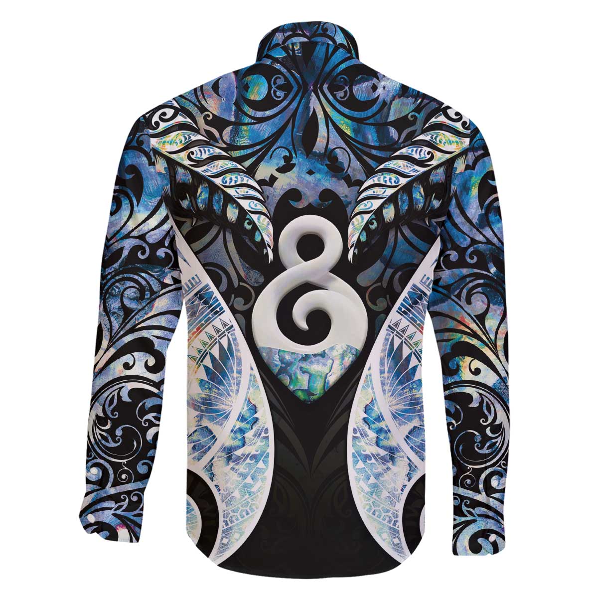 New Zealand Aotearoa Family Matching Off The Shoulder Long Sleeve Dress and Hawaiian Shirt Pikorua Single Twist Green Paua Shell DT05 - Polynesian Pride