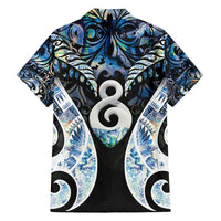 New Zealand Aotearoa Family Matching Short Sleeve Bodycon Dress and Hawaiian Shirt Pikorua Single Twist Green Paua Shell DT05 - Polynesian Pride