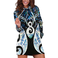 New Zealand Aotearoa Hoodie Dress Pikorua Single Twist Green Paua Shell DT05 Green - Polynesian Pride