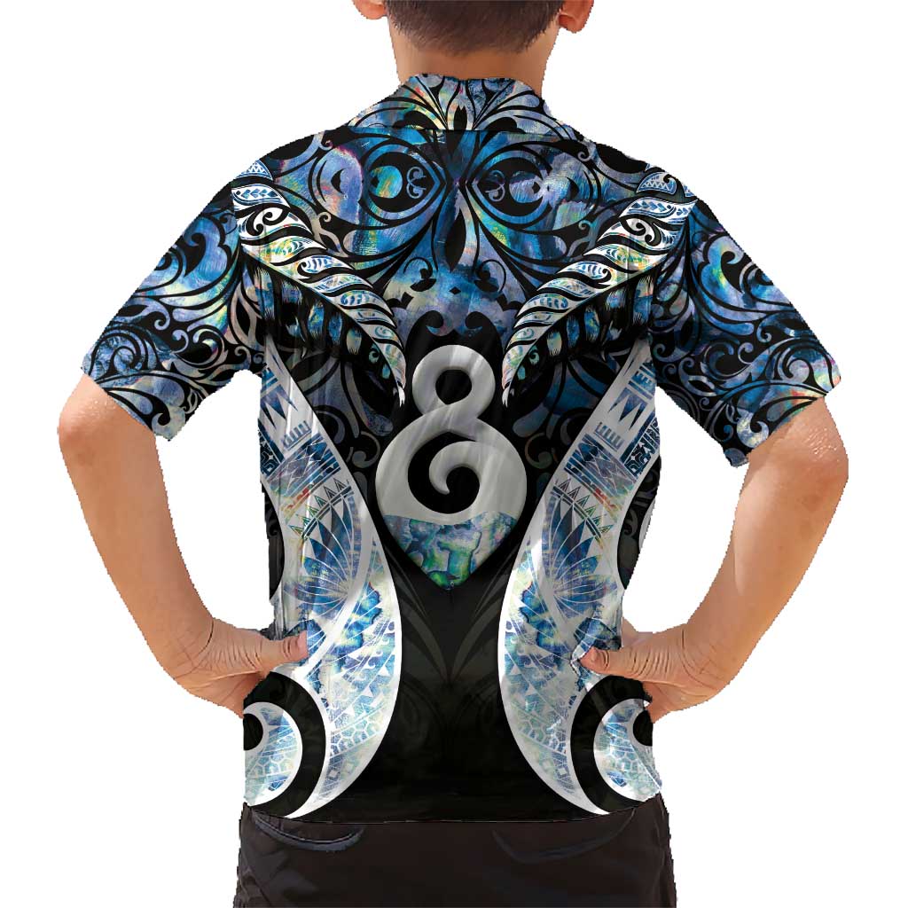 New Zealand Aotearoa Kid Hawaiian Shirt Pikorua Single Twist Green Paua Shell DT05 - Polynesian Pride