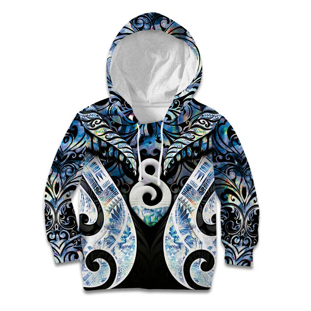 New Zealand Aotearoa Kid Hoodie Pikorua Single Twist Green Paua Shell DT05 Hoodie Green - Polynesian Pride