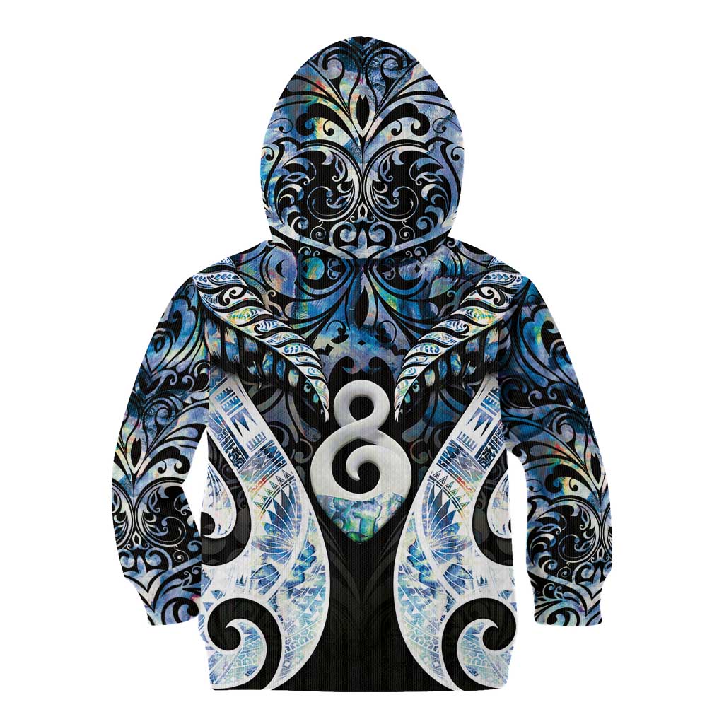 New Zealand Aotearoa Kid Hoodie Pikorua Single Twist Green Paua Shell DT05 - Polynesian Pride