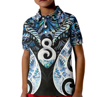 New Zealand Aotearoa Kid Polo Shirt Pikorua Single Twist Green Paua Shell DT05 Kid Green - Polynesian Pride