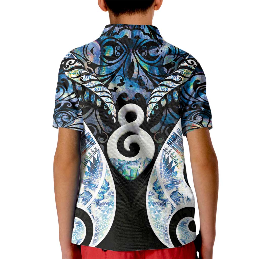 New Zealand Aotearoa Kid Polo Shirt Pikorua Single Twist Green Paua Shell DT05 - Polynesian Pride