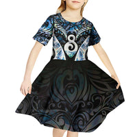 New Zealand Aotearoa Kid Short Sleeve Dress Pikorua Single Twist Green Paua Shell DT05 - Polynesian Pride