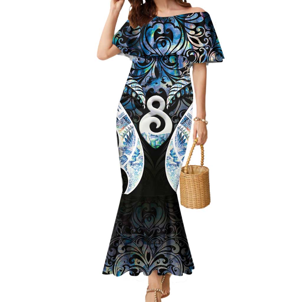 New Zealand Aotearoa Mermaid Dress Pikorua Single Twist Green Paua Shell DT05 Women Green - Polynesian Pride