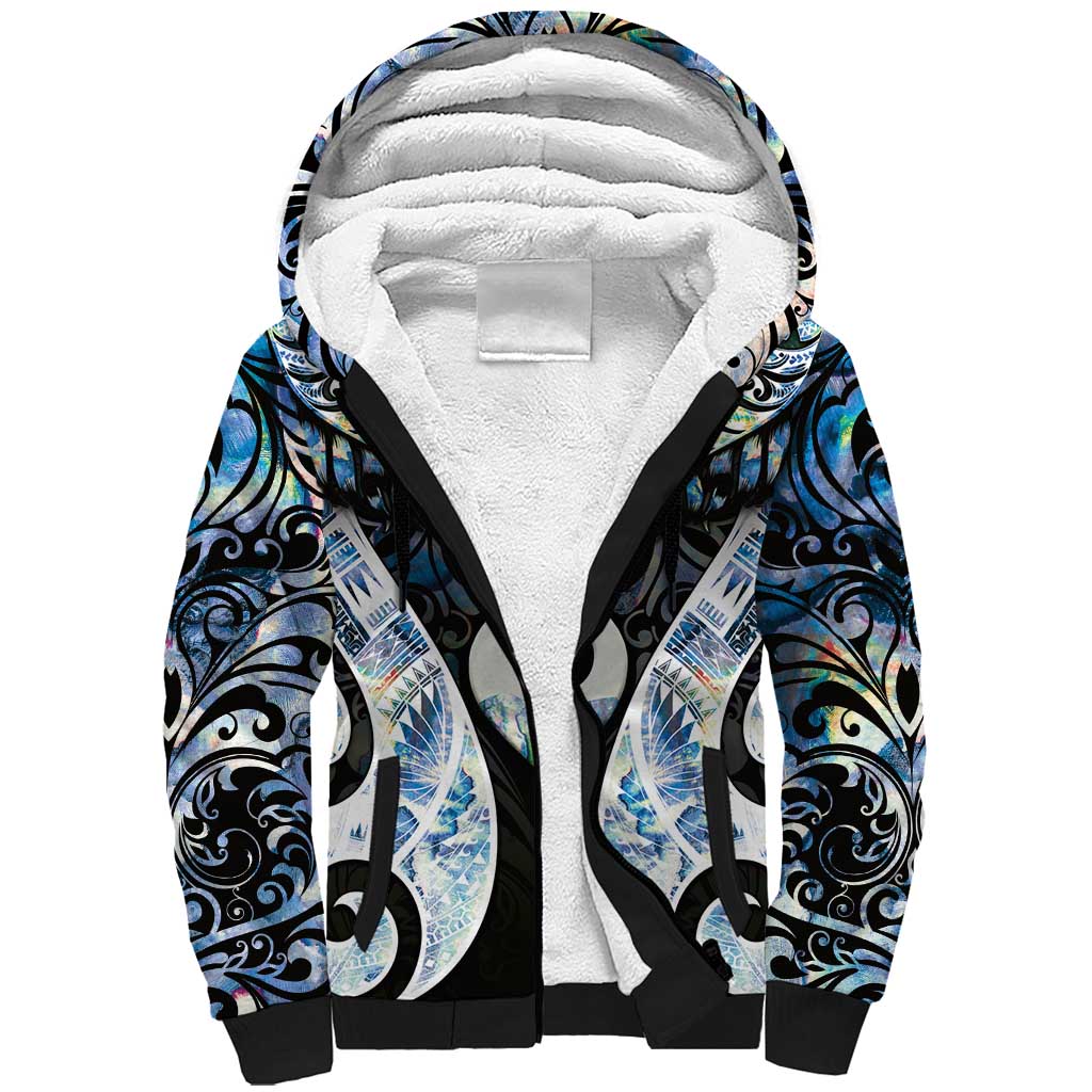 New Zealand Aotearoa Sherpa Hoodie Pikorua Single Twist Green Paua Shell DT05 Unisex Green - Polynesian Pride