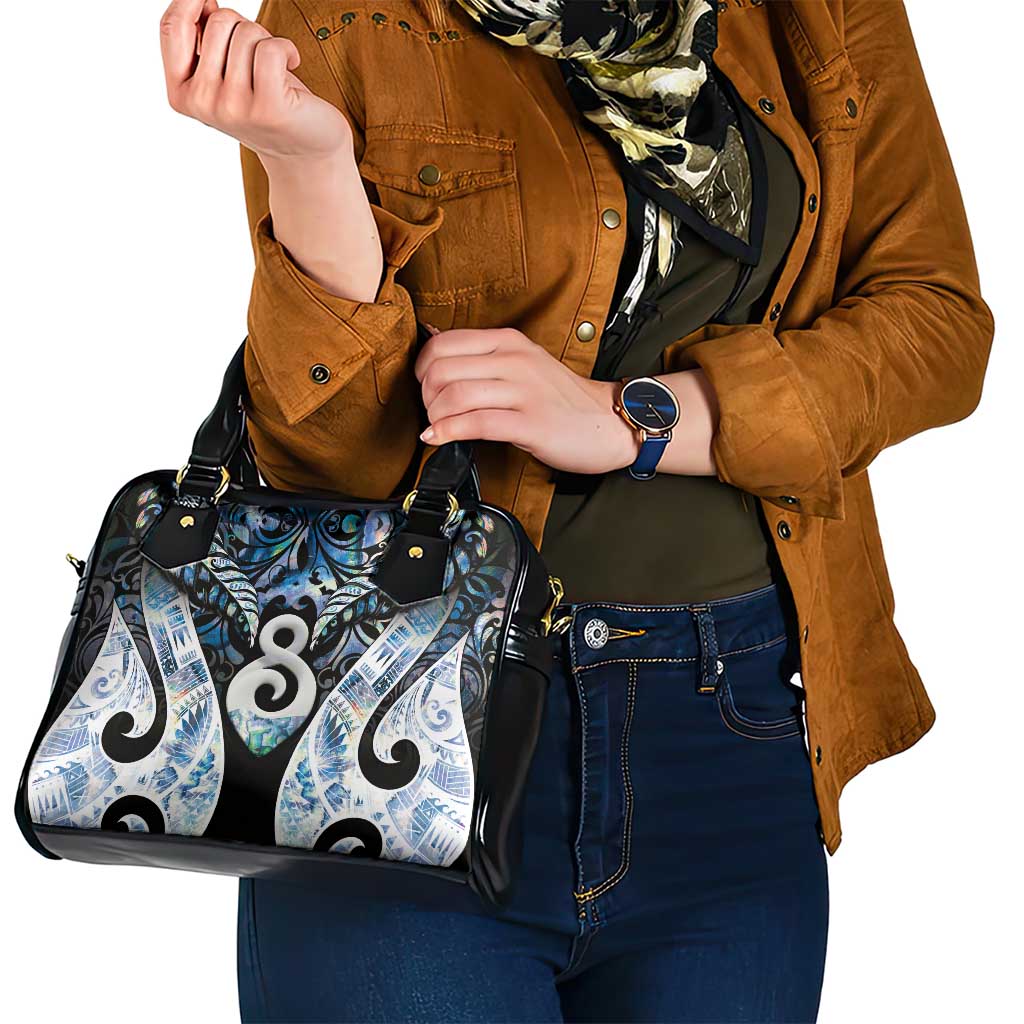 New Zealand Aotearoa Shoulder Handbag Pikorua Single Twist Green Paua Shell