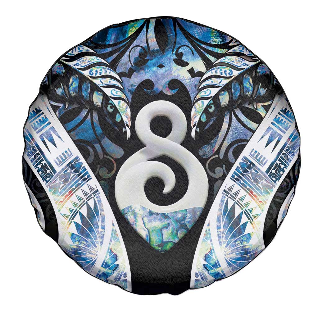 New Zealand Aotearoa Spare Tire Cover Pikorua Single Twist Green Paua Shell DT05 - Polynesian Pride