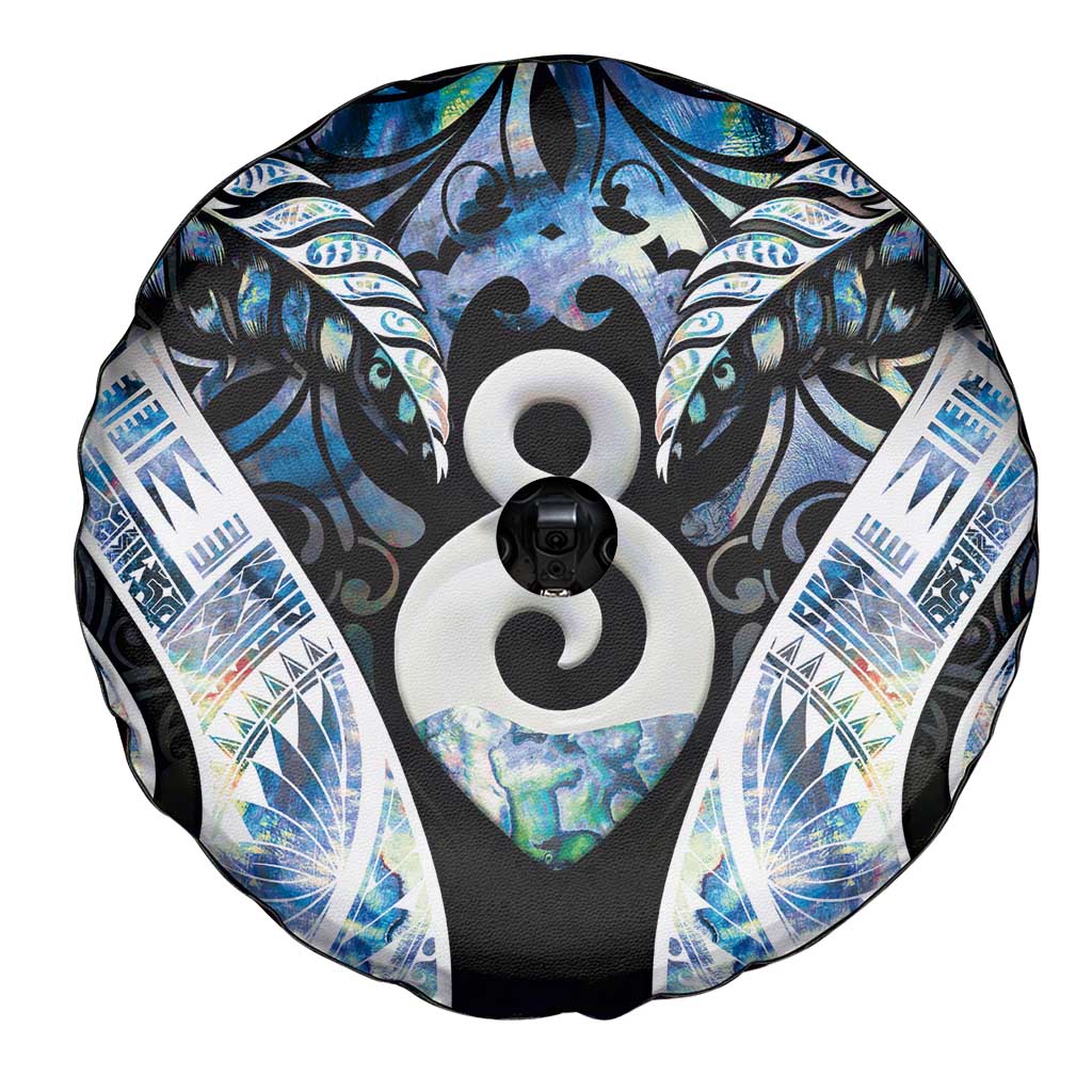 New Zealand Aotearoa Spare Tire Cover Pikorua Single Twist Green Paua Shell DT05 - Polynesian Pride