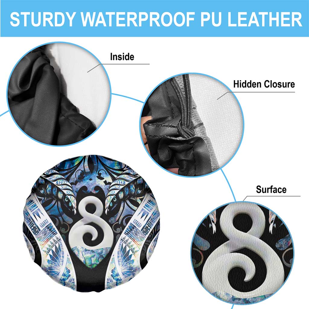 New Zealand Aotearoa Spare Tire Cover Pikorua Single Twist Green Paua Shell DT05 - Polynesian Pride