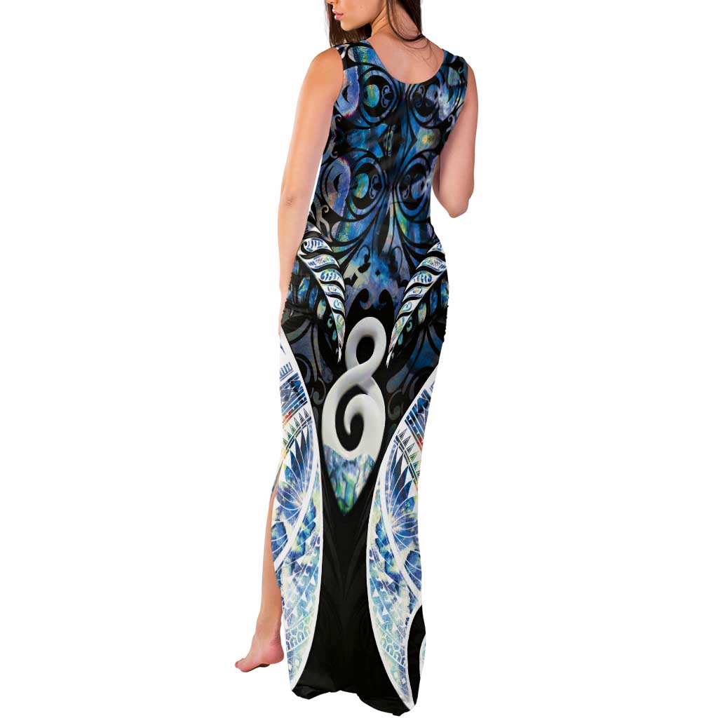 New Zealand Aotearoa Tank Maxi Dress Pikorua Single Twist Green Paua Shell DT05 - Polynesian Pride