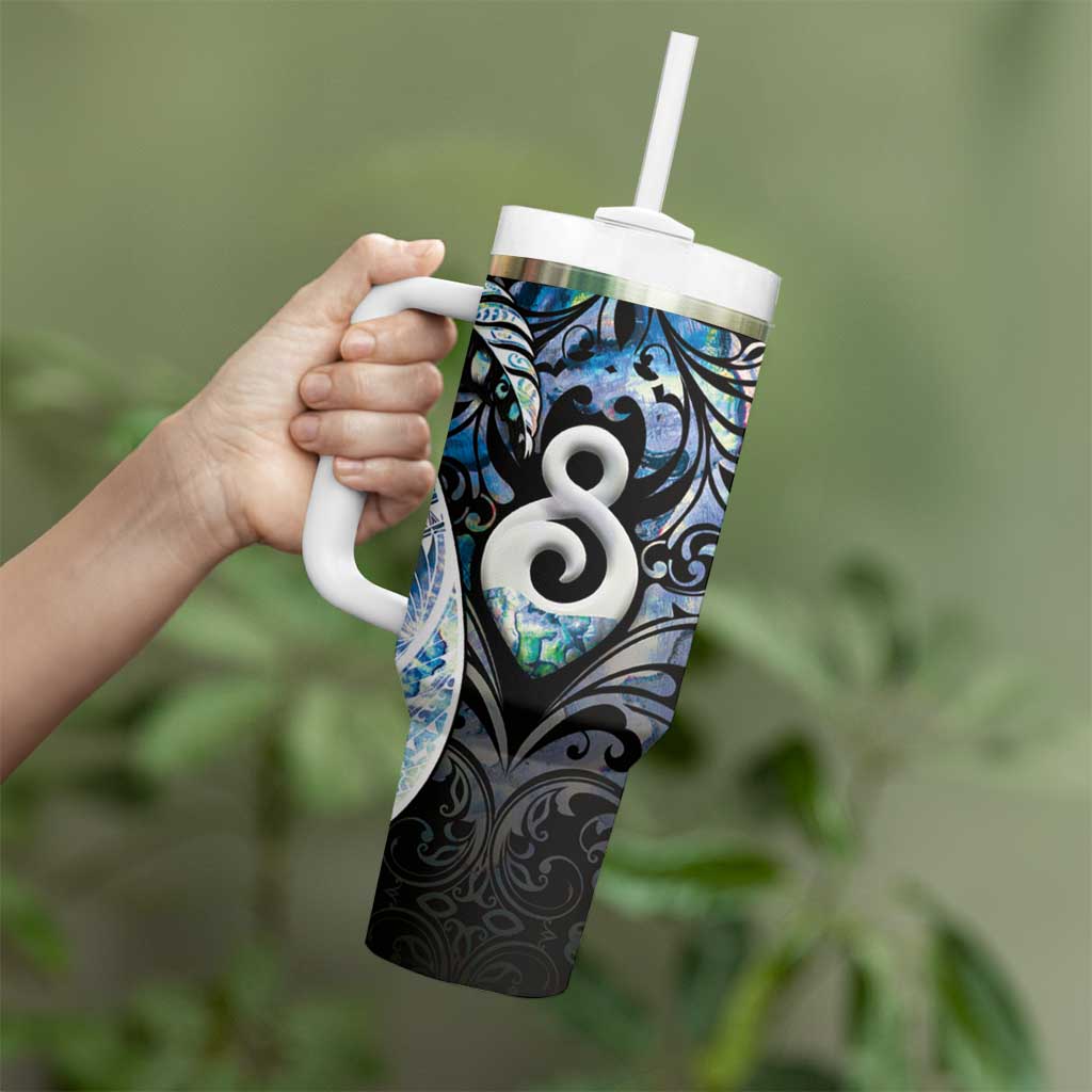 New Zealand Aotearoa Tumbler With Handle Pikorua Single Twist Green Paua Shell