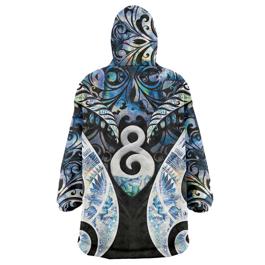 New Zealand Aotearoa Wearable Blanket Hoodie Pikorua Single Twist Green Paua Shell DT05 - Polynesian Pride