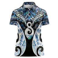 New Zealand Aotearoa Women Polo Shirt Pikorua Single Twist Green Paua Shell DT05 Female Green - Polynesian Pride