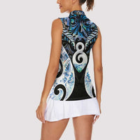 New Zealand Aotearoa Women Sleeveless Polo Shirt Pikorua Single Twist Green Paua Shell DT05 - Polynesian Pride