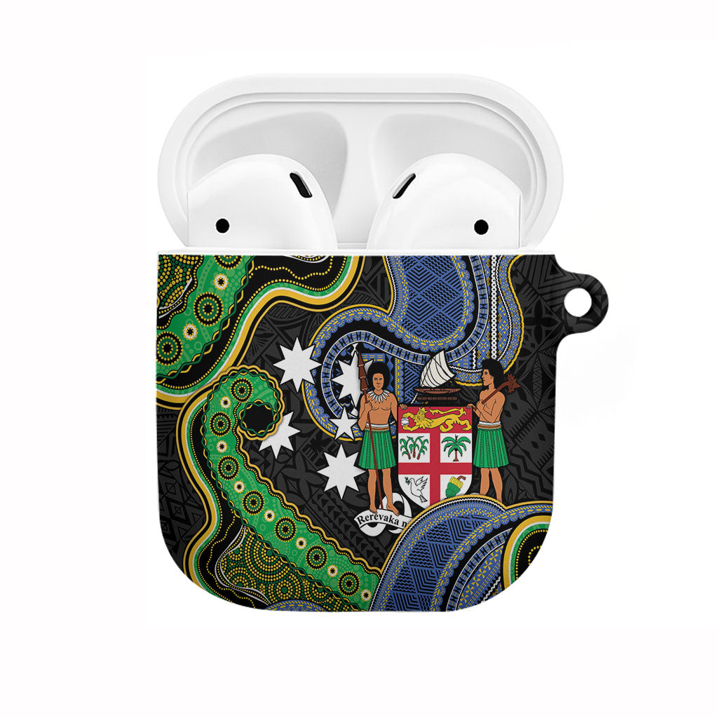 South Sea Islanders And Fiji AirPods Case Fijian Coat Of Arms And Southern Cross DT05 Black - Polynesian Pride