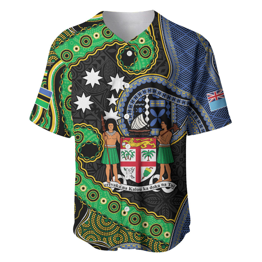 South Sea Islanders And Fiji Baseball Jersey Fijian Coat Of Arms And Southern Cross DT05 Black - Polynesian Pride