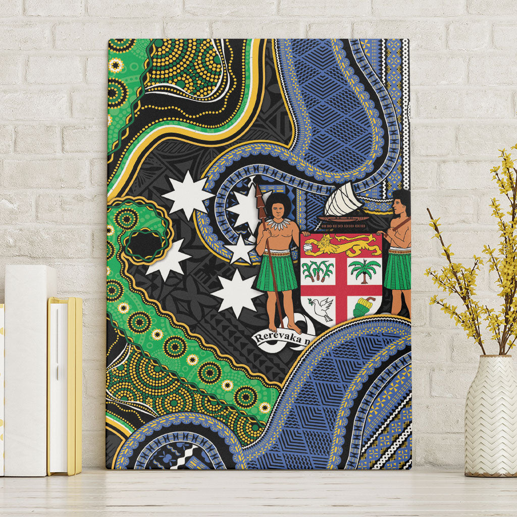 South Sea Islanders And Fiji Canvas Wall Art Fijian Coat Of Arms And Southern Cross DT05 Without Frame Black - Polynesian Pride