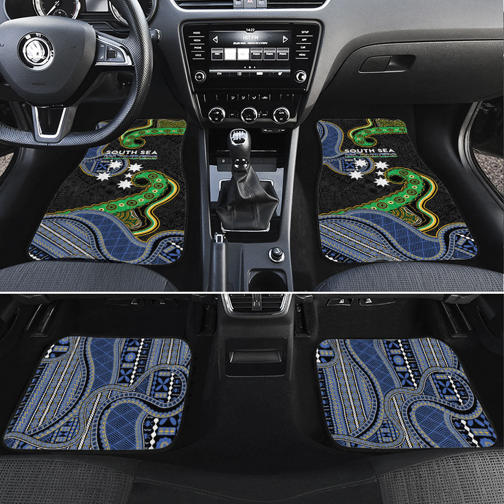 South Sea Islanders And Fiji Car Mats Fijian Coat Of Arms And Southern Cross DT05 Set 4pcs Black - Polynesian Pride