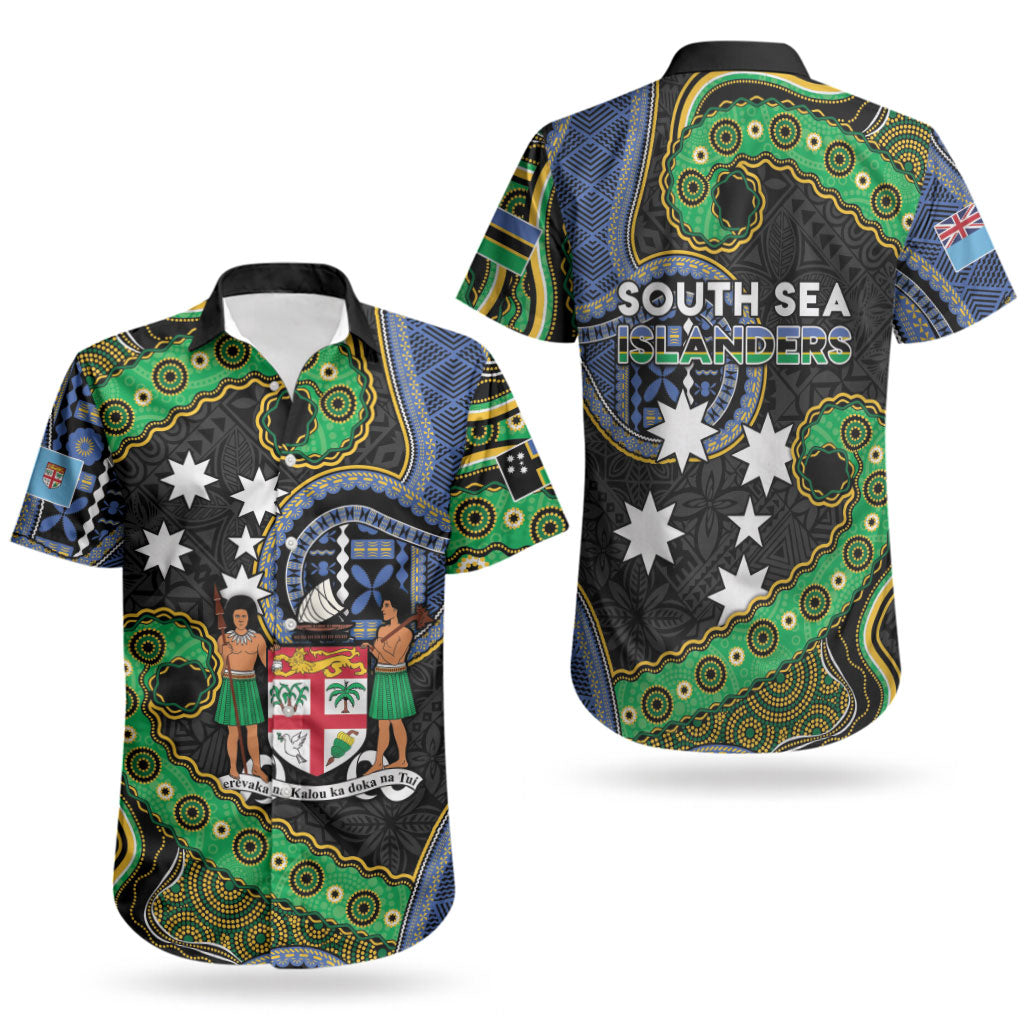 South Sea Islanders And Fiji Couples Matching Mermaid Dress and Hawaiian Shirt Fijian Coat Of Arms And Southern Cross DT05 - Polynesian Pride