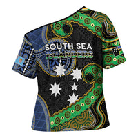 South Sea Islanders And Fiji Cross Shoulder Shirt Fijian Coat Of Arms And Southern Cross DT05 - Polynesian Pride