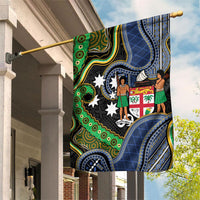 South Sea Islanders And Fiji Garden Flag Fijian Coat Of Arms And Southern Cross DT05 House Flag Black - Polynesian Pride