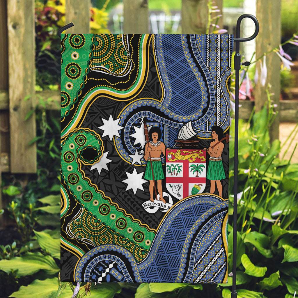 South Sea Islanders And Fiji Garden Flag Fijian Coat Of Arms And Southern Cross DT05 Garden Flag Black - Polynesian Pride