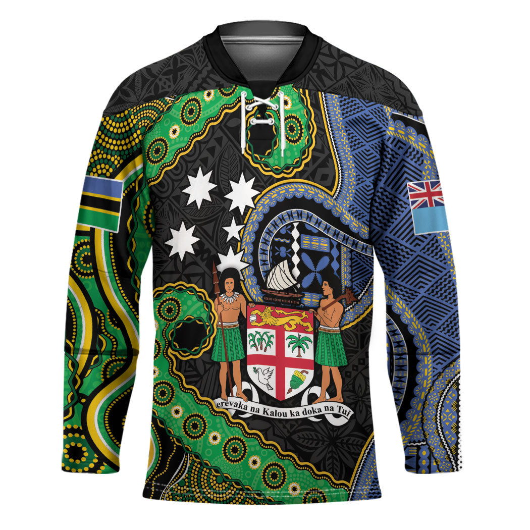South Sea Islanders And Fiji Hockey Jersey Fijian Coat Of Arms And Southern Cross DT05 Unisex Black - Polynesian Pride