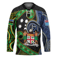 South Sea Islanders And Fiji Hockey Jersey Fijian Coat Of Arms And Southern Cross DT05 Unisex Black - Polynesian Pride