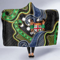 South Sea Islanders And Fiji Hooded Blanket Fijian Coat Of Arms And Southern Cross DT05 One Size Black - Polynesian Pride
