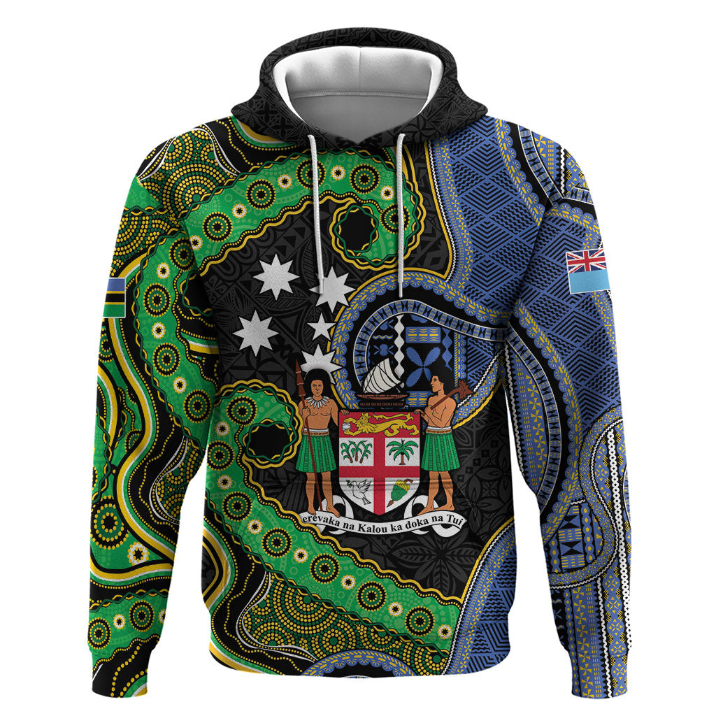 South Sea Islanders And Fiji Hoodie Fijian Coat Of Arms And Southern Cross DT05 Pullover Hoodie Black - Polynesian Pride