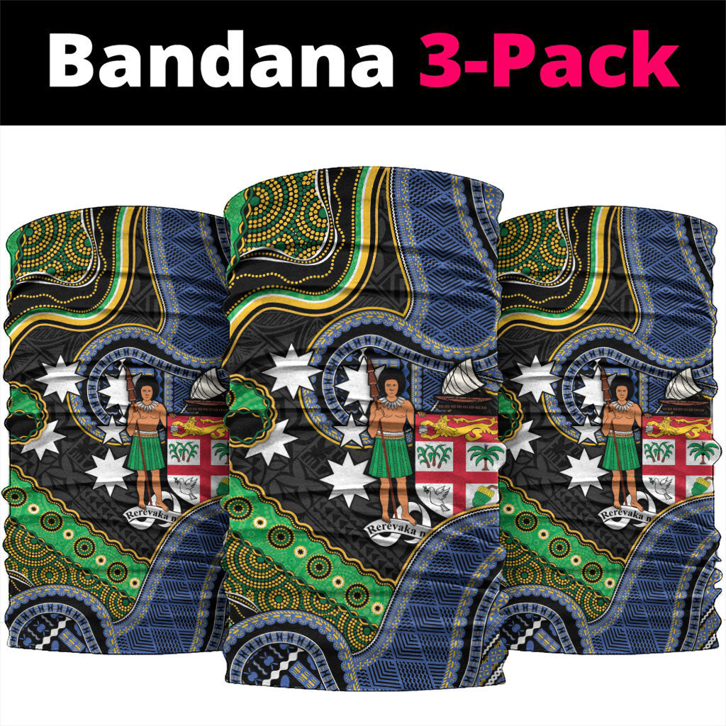 South Sea Islanders And Fiji Neck Gaiter Fijian Coat Of Arms And Southern Cross DT05 package One Size: 25*50cm Black - Polynesian Pride