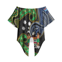 South Sea Islanders And Fiji Off Shoulder Wrap Waist Top Fijian Coat Of Arms And Southern Cross DT05 - Polynesian Pride
