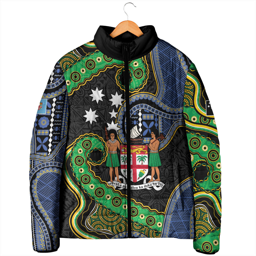 South Sea Islanders And Fiji Padded Jacket Fijian Coat Of Arms And Southern Cross DT05 - Polynesian Pride