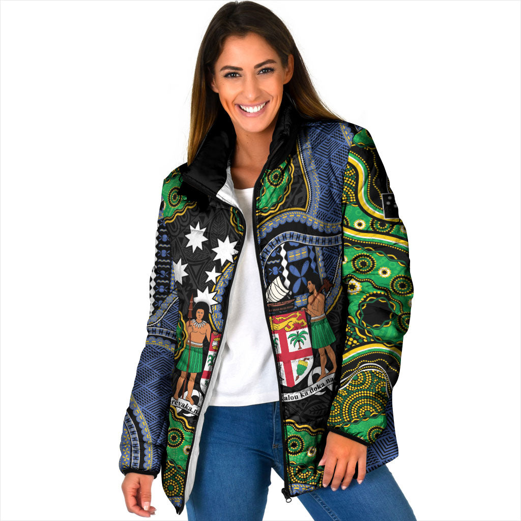 South Sea Islanders And Fiji Padded Jacket Fijian Coat Of Arms And Southern Cross DT05 - Polynesian Pride