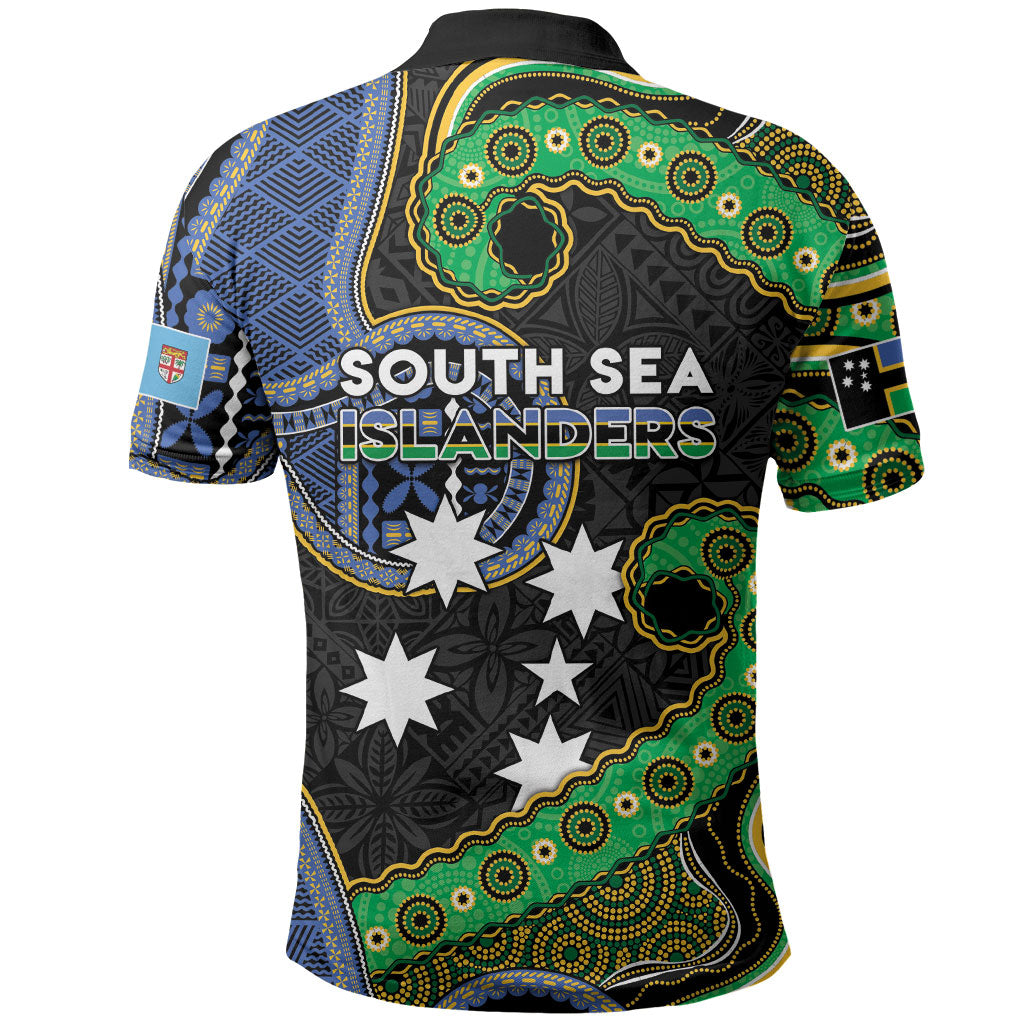 South Sea Islanders And Fiji Polo Shirt Fijian Coat Of Arms And Southern Cross DT05 - Polynesian Pride